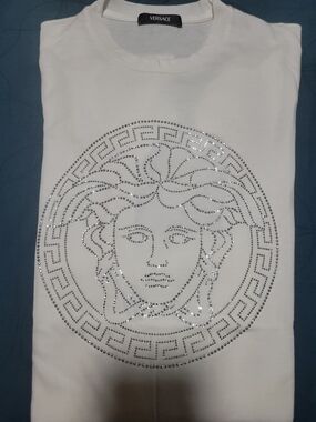 Versace White Medusa Crystal Logo Tee